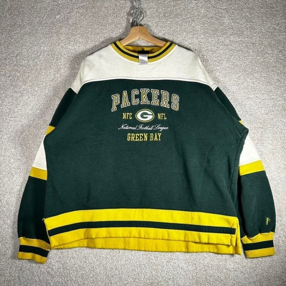 Vintage 90s Green Bay packers pro player thick multicolor crewneck sweatshirt